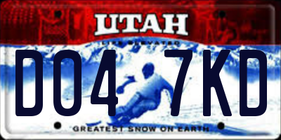 UT license plate D047KD
