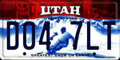UT license plate D047LT