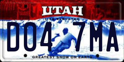UT license plate D047MA