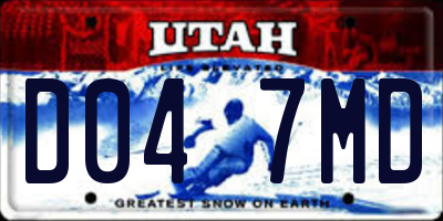 UT license plate D047MD
