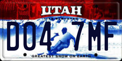UT license plate D047MF