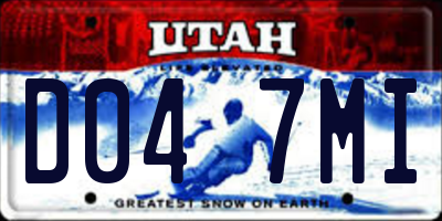 UT license plate D047MI