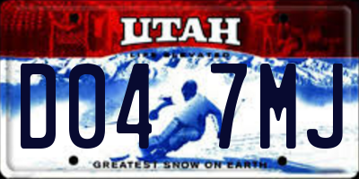 UT license plate D047MJ