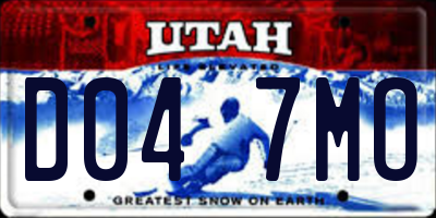 UT license plate D047MO