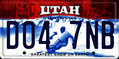 UT license plate D047NB
