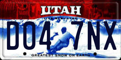 UT license plate D047NX
