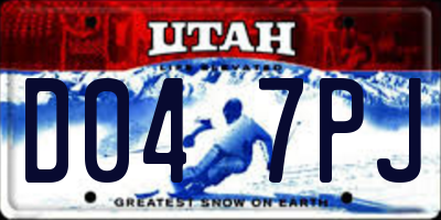 UT license plate D047PJ