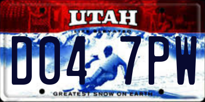 UT license plate D047PW