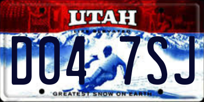 UT license plate D047SJ