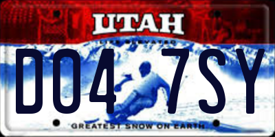 UT license plate D047SY