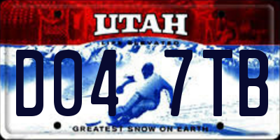 UT license plate D047TB