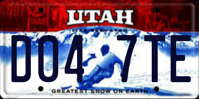 UT license plate D047TE