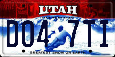 UT license plate D047TI