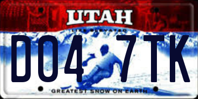 UT license plate D047TK