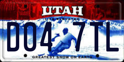 UT license plate D047TL