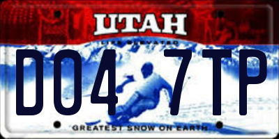UT license plate D047TP