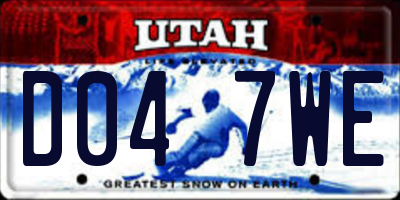 UT license plate D047WE