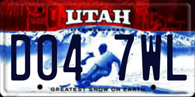 UT license plate D047WL