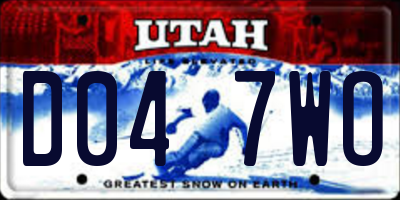UT license plate D047WO
