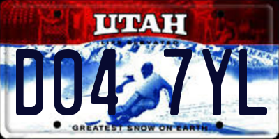 UT license plate D047YL
