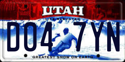 UT license plate D047YN