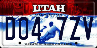 UT license plate D047ZV