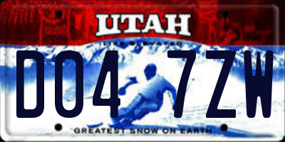 UT license plate D047ZW