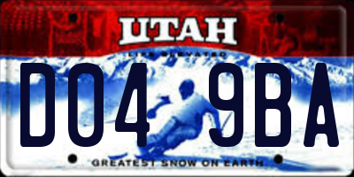 UT license plate D049BA
