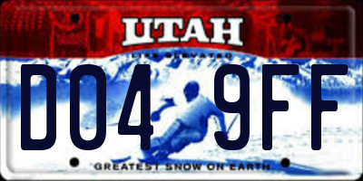 UT license plate D049FF