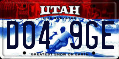 UT license plate D049GE
