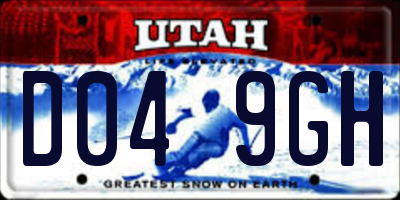 UT license plate D049GH