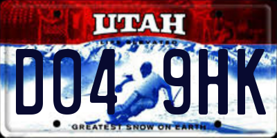 UT license plate D049HK