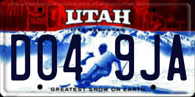 UT license plate D049JA