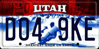UT license plate D049KE