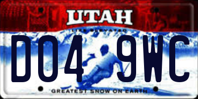 UT license plate D049WC
