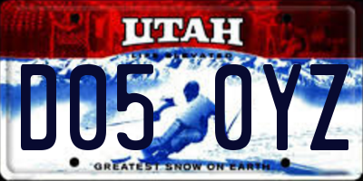 UT license plate D050YZ
