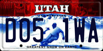 UT license plate D051WA