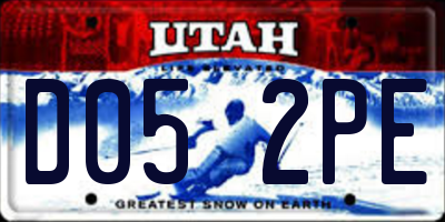 UT license plate D052PE