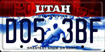 UT license plate D053BF