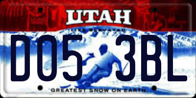 UT license plate D053BL