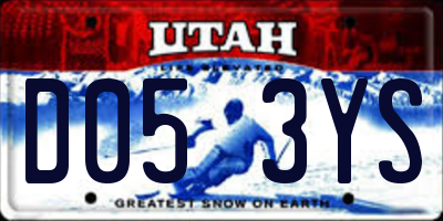 UT license plate D053YS