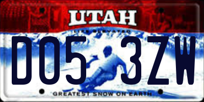 UT license plate D053ZW