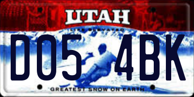 UT license plate D054BK