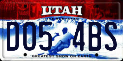 UT license plate D054BS