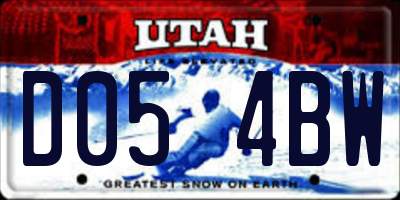 UT license plate D054BW