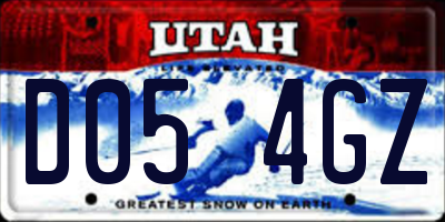 UT license plate D054GZ