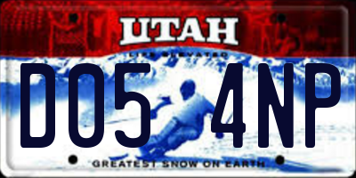UT license plate D054NP
