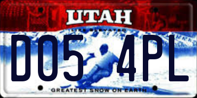 UT license plate D054PL
