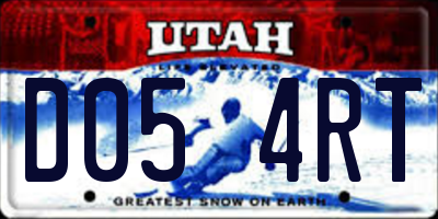 UT license plate D054RT