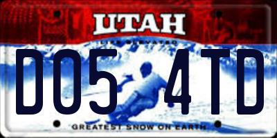 UT license plate D054TD